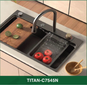 Chậu Rửa Bát 1 Hố Kèm Bộ Vòi Thác Cao Cấp TITAN-C7545N TITANSEU
