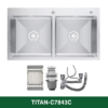 Chậu Rửa Bát 2 hố cân INOX SUS 304 TITAN-C7843C TITANSEU