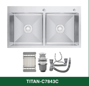 Chậu Rửa Bát 2 hố cân INOX SUS 304 TITAN-C7843C TITANSEU