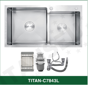 Chậu Rửa Bát 2 hố lệch INOX SUS 304 TITAN-C7843L TITANSEU