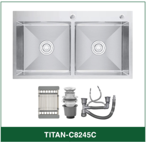 Chậu Rửa Bát 2 hố cân INOX SUS 304 TITAN-C8245C TITANSEU