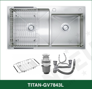 Chậu Rửa Bát 2 hố lệch INOX SUS 304 TITAN-GV7843L TITANSEU