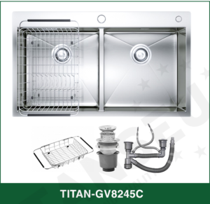 Chậu Rửa Bát 2 hố cân INOX SUS 304 TITAN-GV8245C TITANSEU