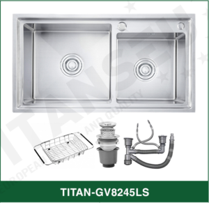 Chậu Rửa Bát 2 hố lệch hạ bậc INOX SUS 304 TITAN-GV8245LS TITANSEU
