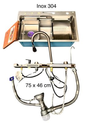 Chậu vòi phím bấm Piano Màu Trắng TITAN-7546PW TITANSEU